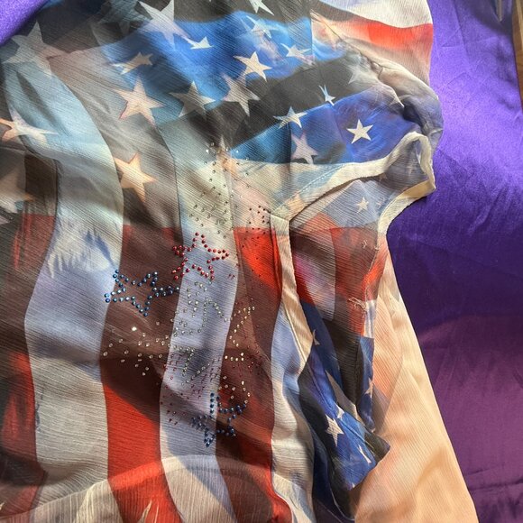 📌CLOSET FULL 4TH OF JULY Stars & Stripe Chiffon Dress with Underdress - Picture 13 of 14